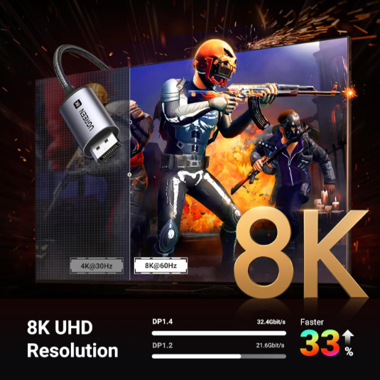 Cáp chuyển Type-C to Displayport dài 3m hổ trợ 8K Ugreen 25839 - Hàng chính hãng