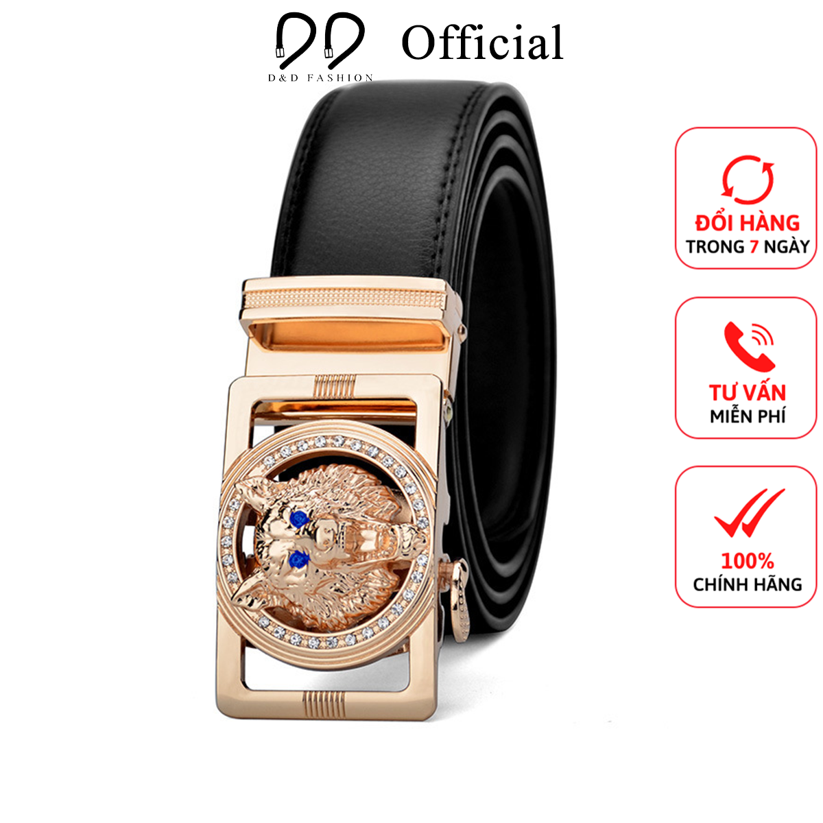 Thắt lưng nam D&D Fashion mẫu hổ vàng dây da 120cm