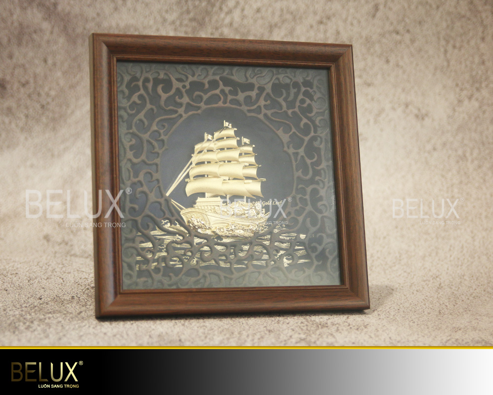 Tranh thuận buồm xuôi gió dát vàng 24k 20×20 cm