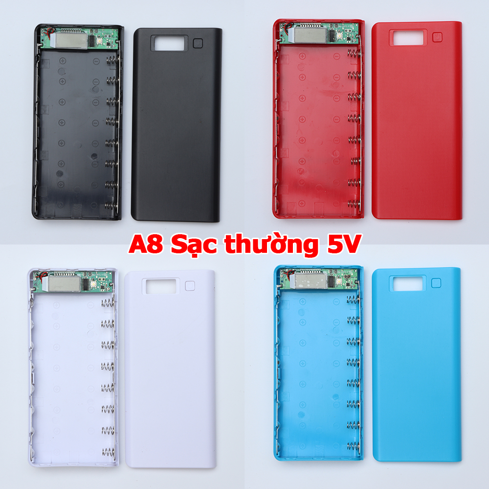 Hộp sạc pin điện thoại box sạc dự phòng 8 Cell pin 18650 mạch sạc dự phòng không kèm pin