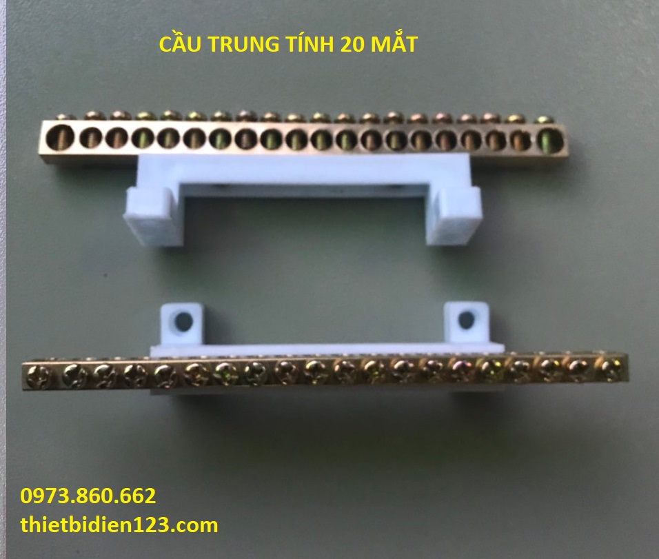 Cầu đấu trung tính 5 mắt, 7 mắt , 10 mắt, 20 mắt có đế nhựa - Cầu mát cao cấp