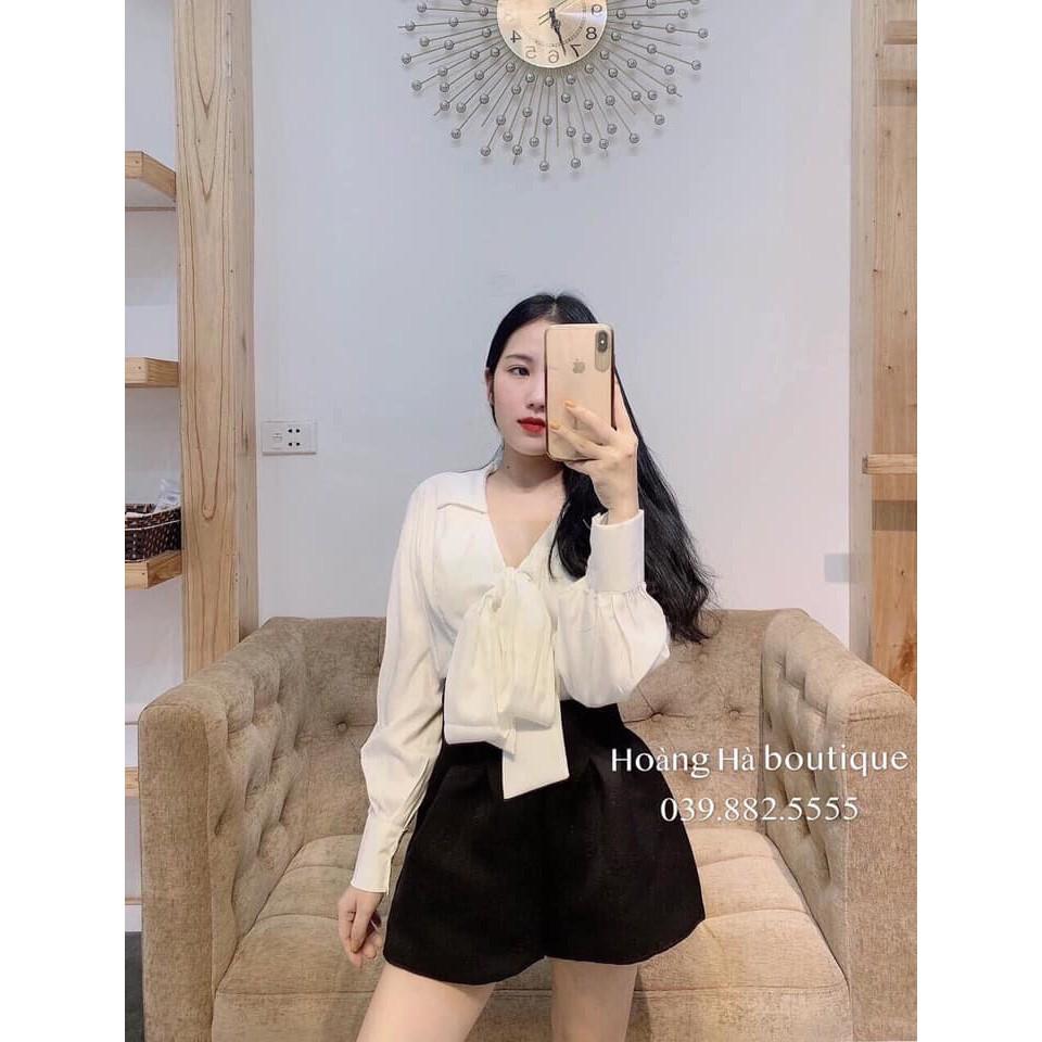 Áo sơ mi nơ cổ chun lưng