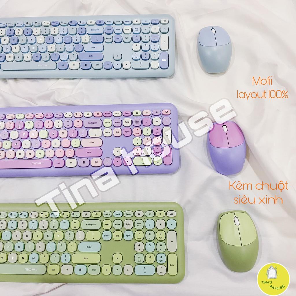 Bộ Bàn Phím Chuột Giả Cơ Không Dây Candy Mofii Dễ Thương 100% layout - Tặng sticker