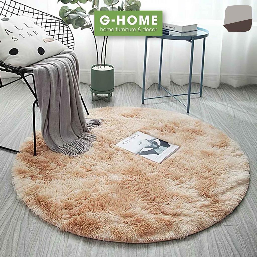 Thảm sàn lông tròn trang trí Ghome, thảm phòng khách TL21 TRON