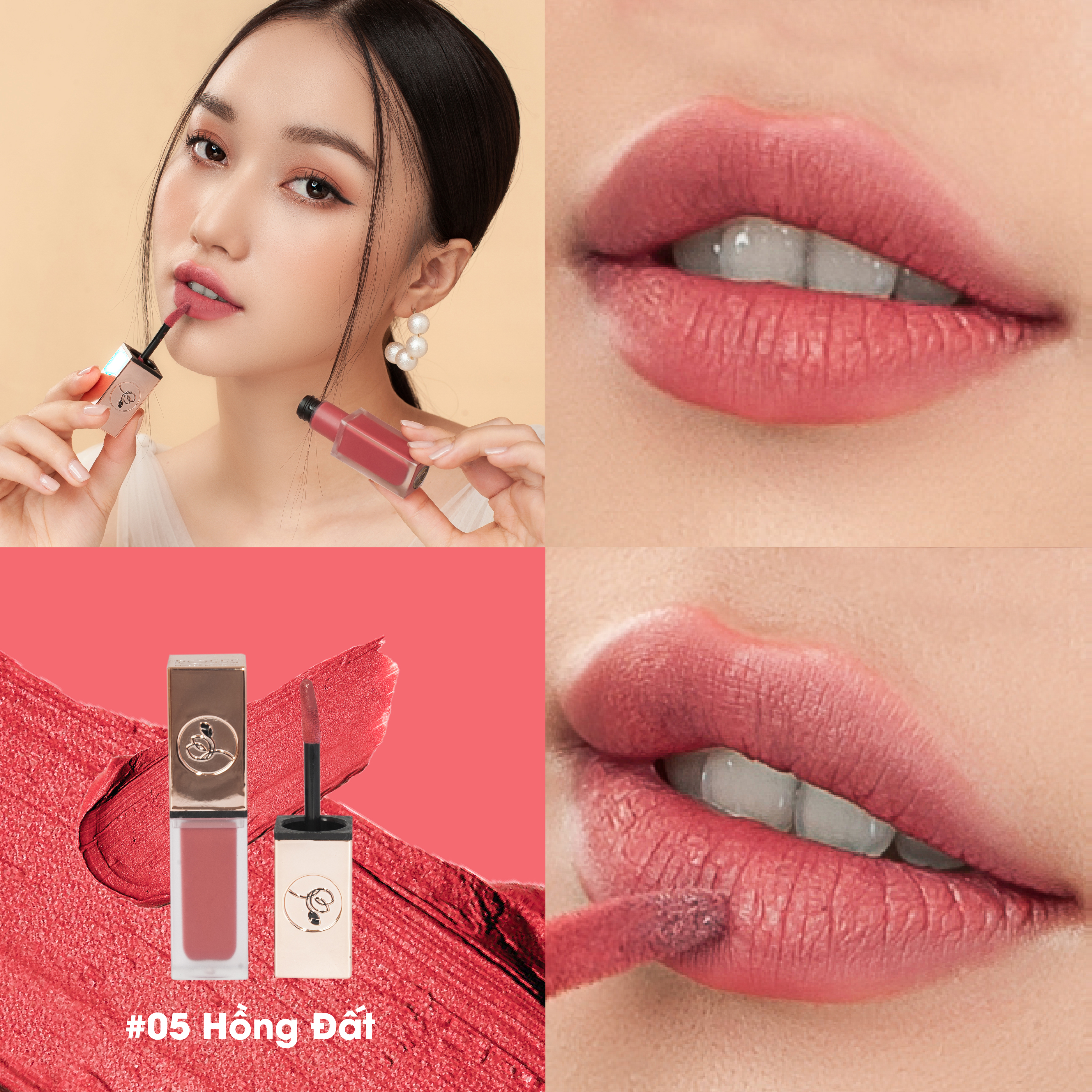 COMBO 2 SON KEM LÌ ROSES MATTE MiniGarden CAM TRÀ SỮA +  HỒNG ĐẤT  [TẶNG MÓC KHOÁ]