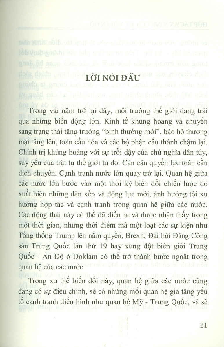 Hợp Tác An Ninh Của Mỹ Với Ấn Độ Trong Bối Cảnh Mới (Sách chuyên khảo)