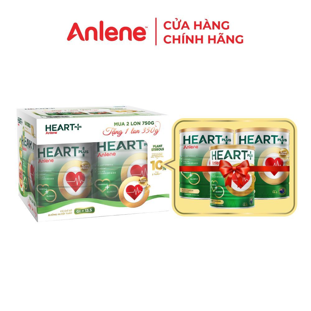 [Tặng 1 lon Anlene Heart plus 350g] Combo 2 Sữa bột Anlene Heart plus với dưỡng chất chăm sóc sức khỏe tim mạch