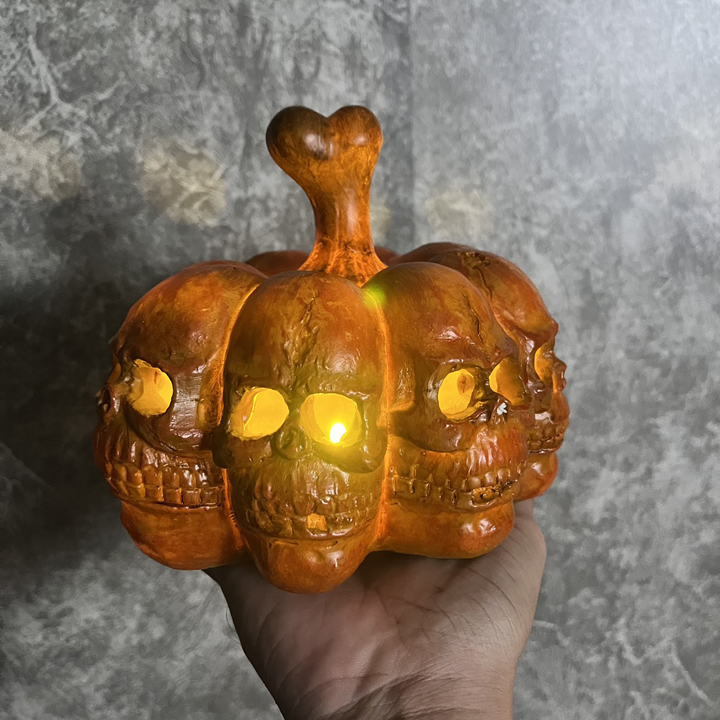 Quả bí ngô đầu lâu trang trí lễ Halloween - QC010