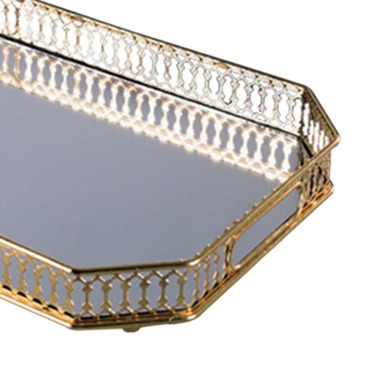 Mirror Serving Tray Fruit Plate Mirrored Tray for Vanity for Food Snack Cake