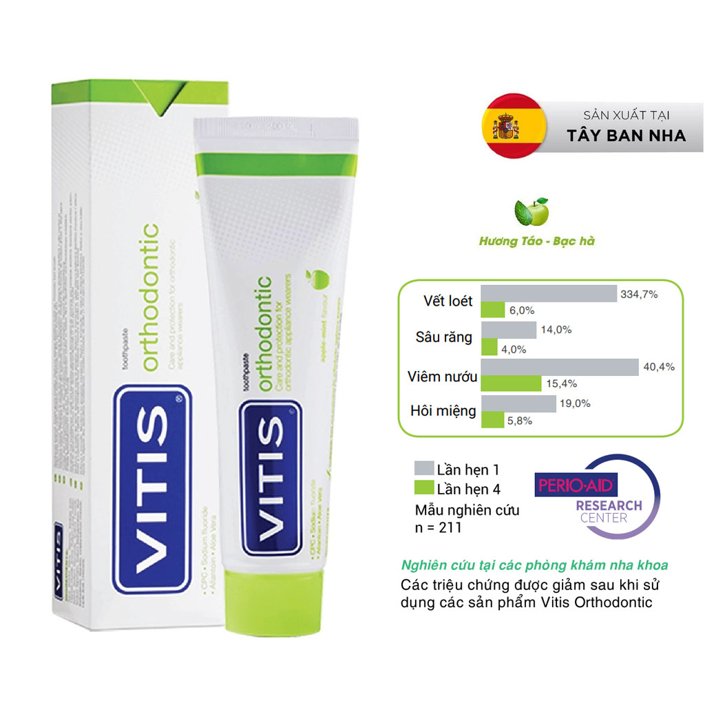 Kem đánh răng cho người chỉnh nha, niềng răng, mang khí cụ chỉnh nha Vitis Orthodontic 100ml