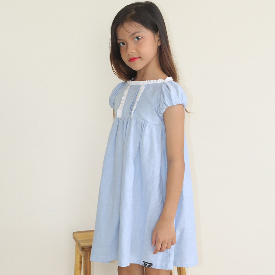 Đầm Bé Gái Kika Mầu Xanh Bèo Cổ Thuyền K127 - Size 120