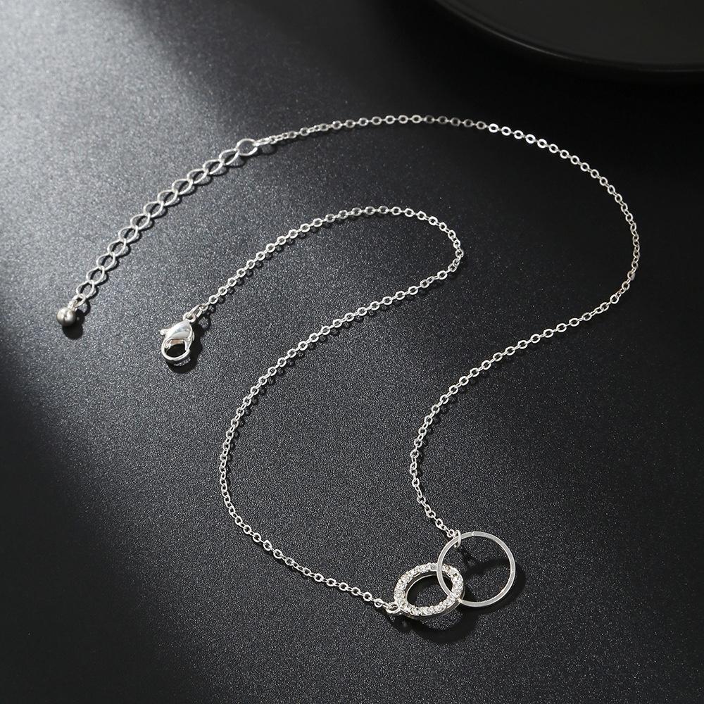 Dây chuyền bạc ATJ9903 vòng tròn kép tinh thế, vòng cổ bạc Double Round Necklace Anta Jewelry