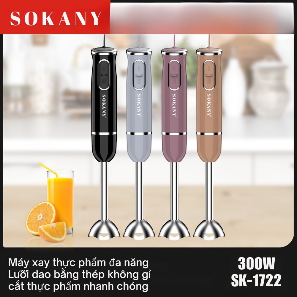 Máy xay cầm tay đa năng SOKANY SK-1722 xay sinh tố, xay cá, cháo bột nhanh chóng dễ dàng vệ sinh - HÀNG CHÍNH HÃNG