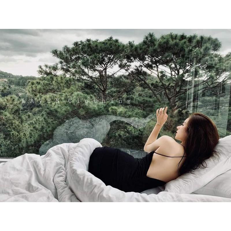 Đầm nữ hở lưng phối dây đan chéo