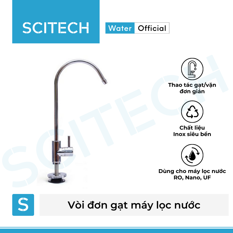 Vòi máy lọc nước - Vòi đơn hoặc vòi đôi, vòi tay gạt hoặc vòi tay vặn inox cao cấp dùng trong máy lọc nước - Hàng chính hãng