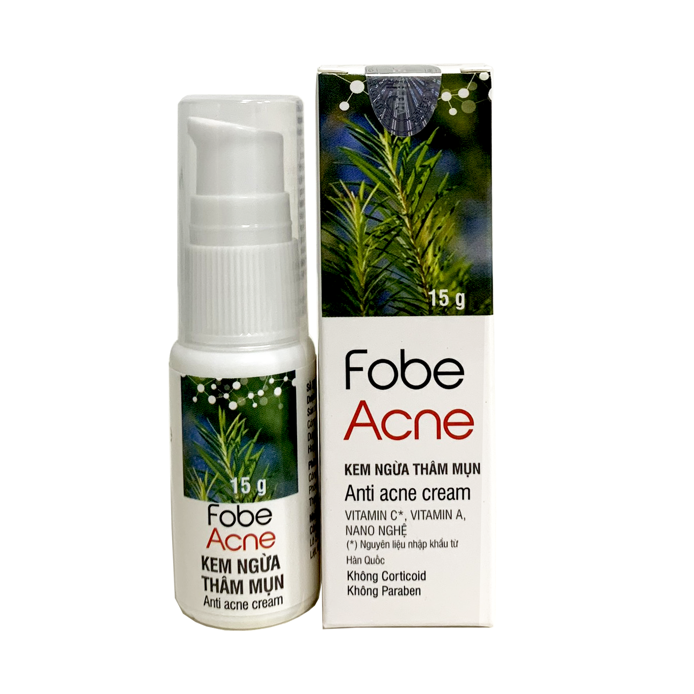 Combo 2 Chai Kem Làm Mờ Thâm Mụn Sẹo Mụn FOBE Acne - Chai 15 gram