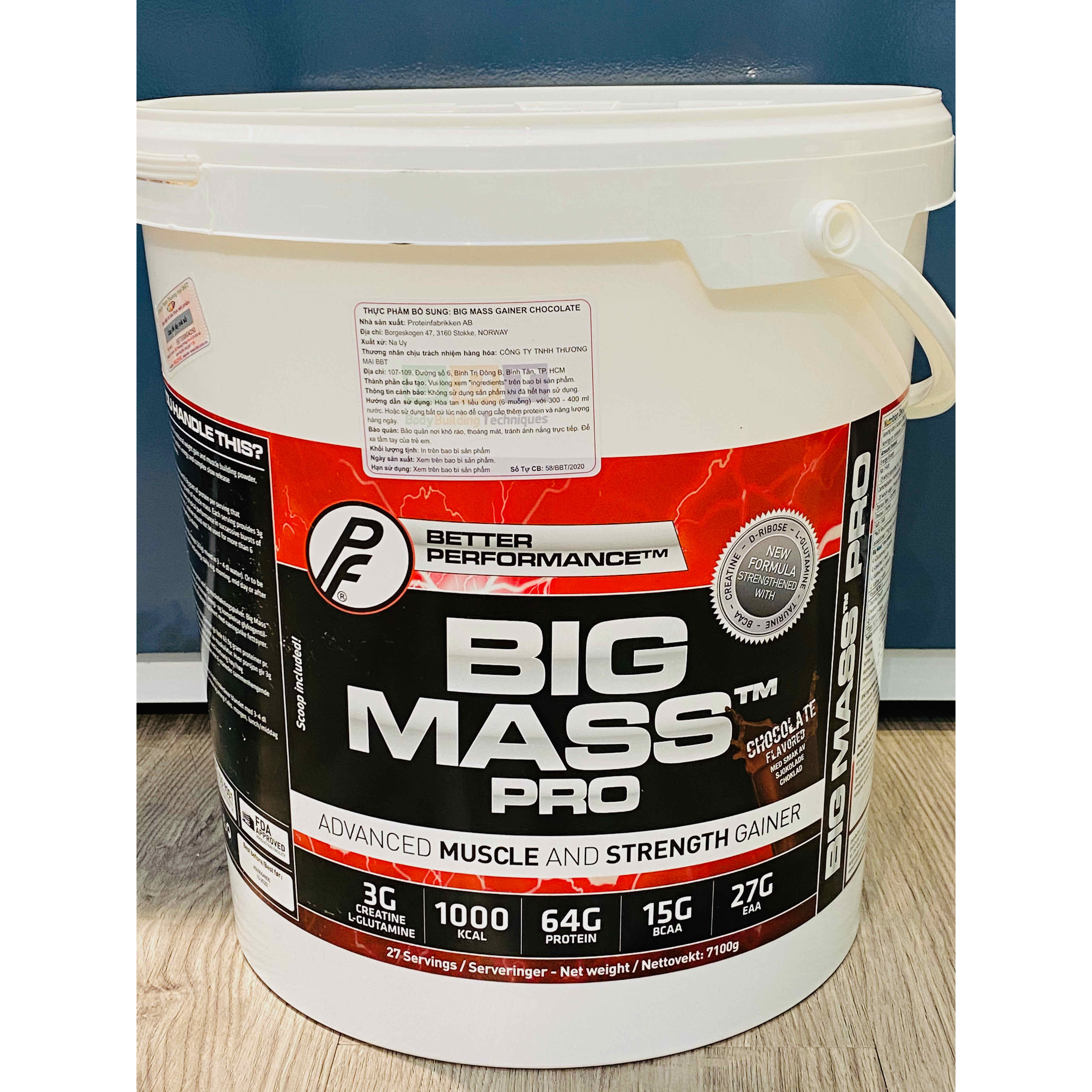 Big Mass Gainer – Tăng Cân và Cơ Siêu Nạc từ Nauy - 7.1kg - 27 liều dùng - Hàng chính hãng BBT