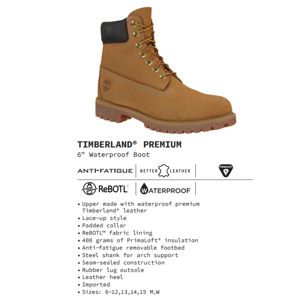 [Original] Timberland Giày Boot Cổ Cao Nam - Men’s Timberland Premium 6-Inch Waterproof Boot TB01006163