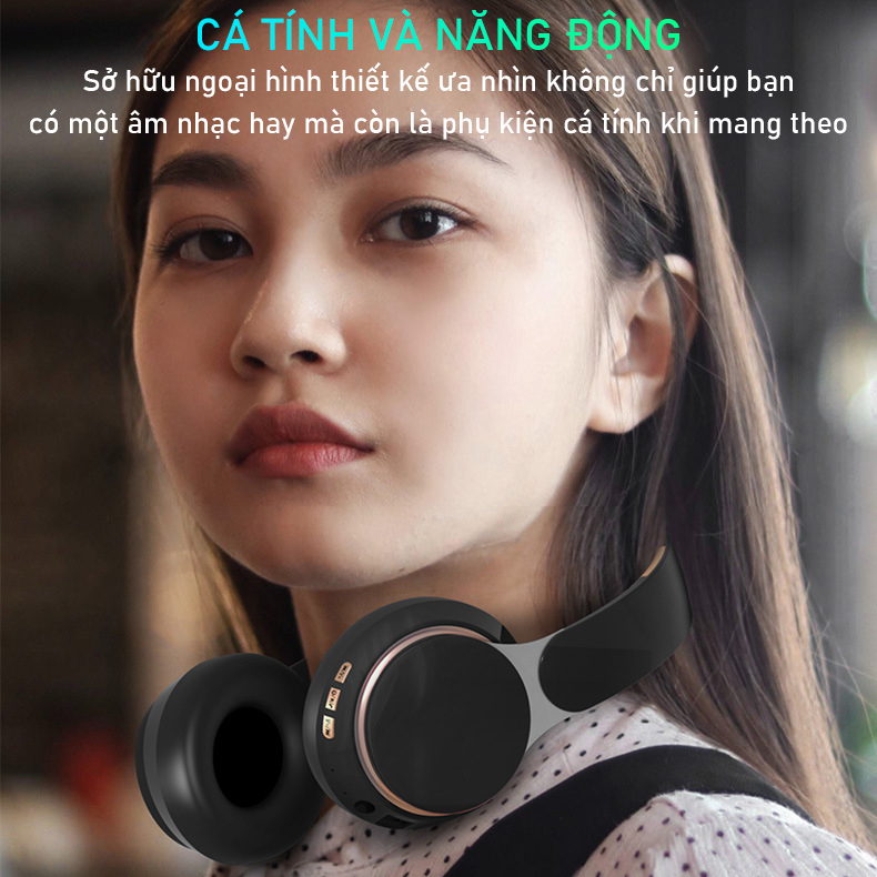 Tai nghe bluetooth chụp tai không dây SIDOTECH S70 Over Ear chống ồn pin trâu âm thanh siêu bass pin 10h chơi thể thao gaming trên điện thoại Android IOS Laptop - Hàng Chính Hãng