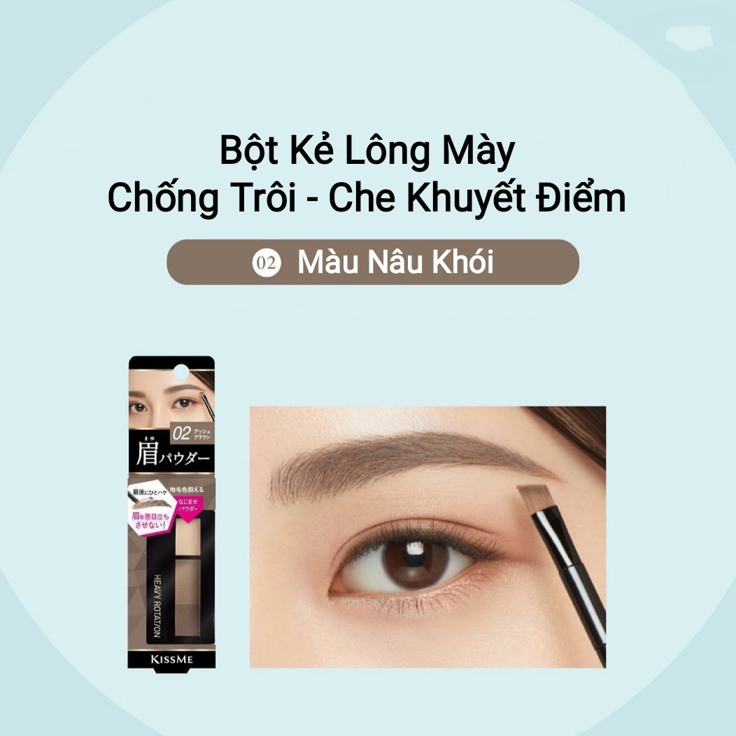 Bột Kẻ Lông Mày Chống Trôi Kissme Heavy Rotation Màu Sắc Tự Nhiên (Hộp 3 Khay Màu)