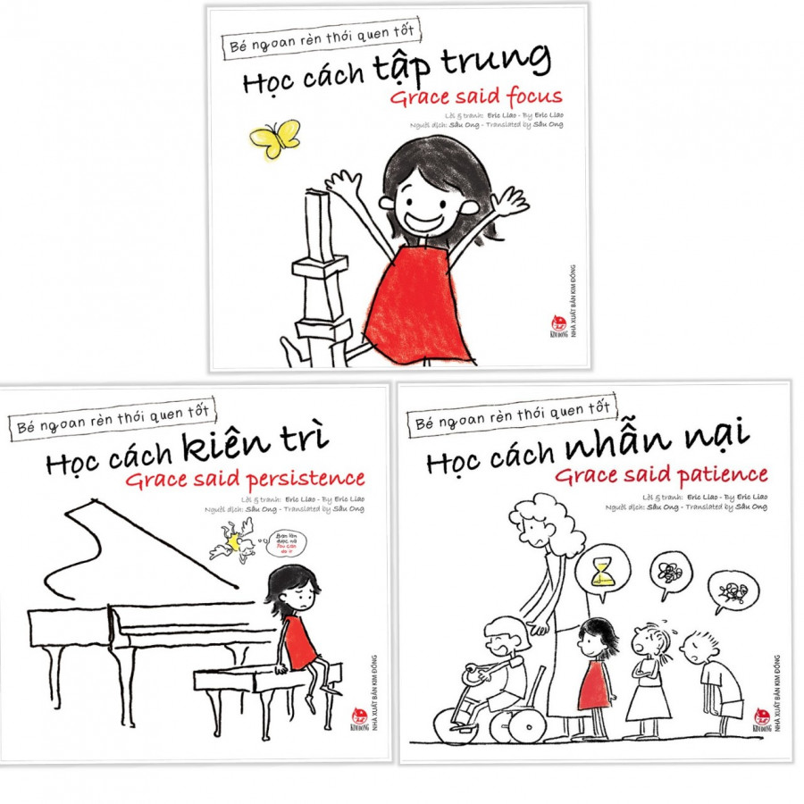Combo Bé Ngoan Rèn Thói Quen Tốt: Học Cách Tập Trung + Học Cách Kiên Trì + Học Cách Nhẫn Nại