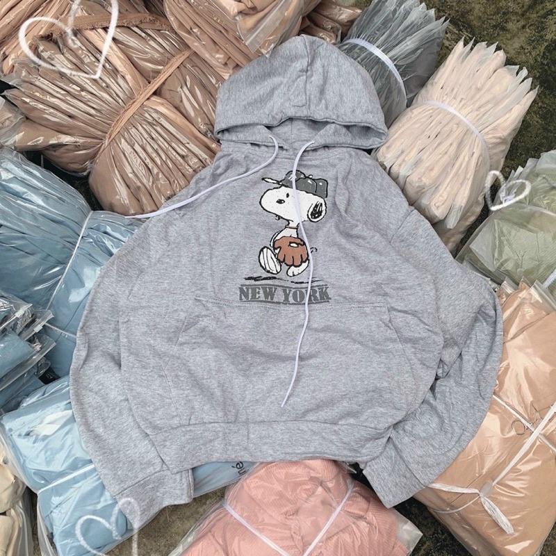 Áo Hoodie In Cún NewYork Áo Khoác Nỉ Ngoại Tay Phồng Unisex