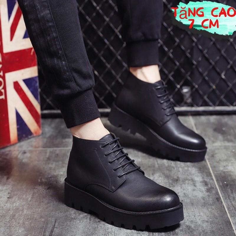 Boot cổ lửng nam tăng cao 7CM - Giày cao cổ nam tăng cao