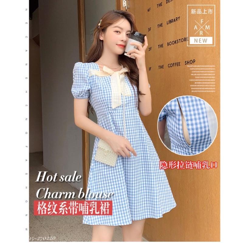 Váy caro cho con bú KÈM ẢNH THẬT
