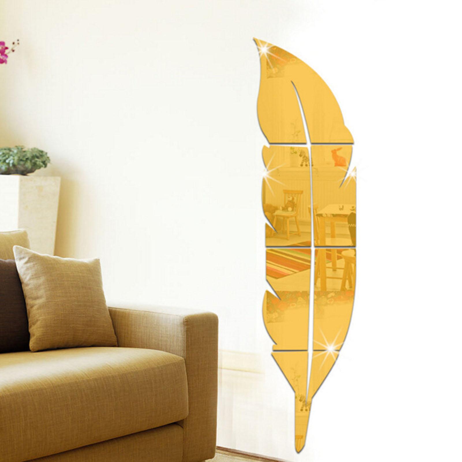 Gương Trang trí nội thất hiện đại 3D acrylic thiết kế hình lông vũ dán tường
