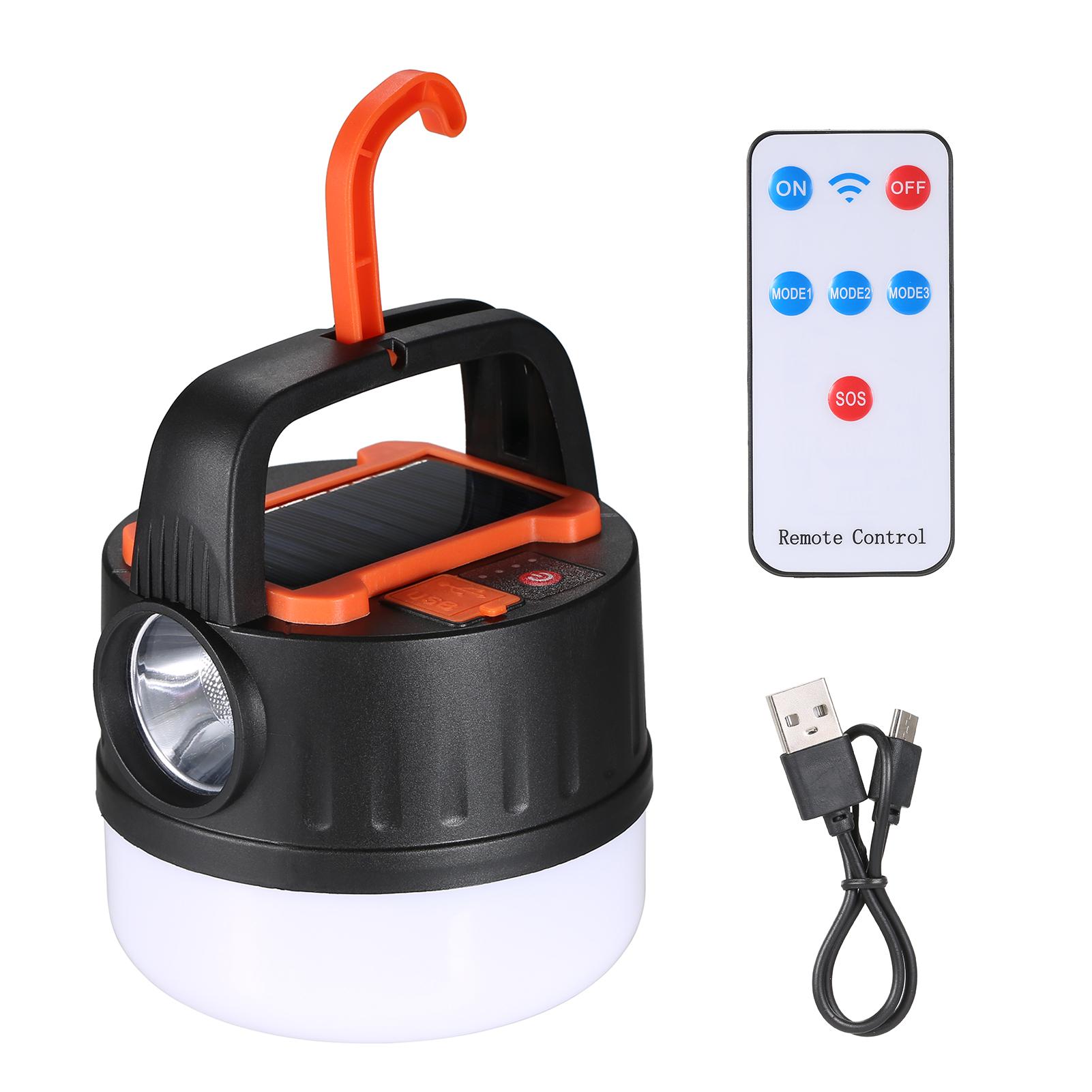 Solar LED Camping Lantern Rechargeable Tent Light Hanging Lamp for Outdoor Emergency Hurricane