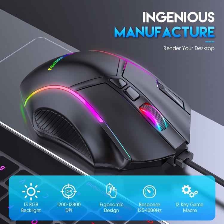Tốc độ đầy đủ 12800DPI12 Key Macro Definition Ăn thịt gà Chuột chơi game RGB có dây