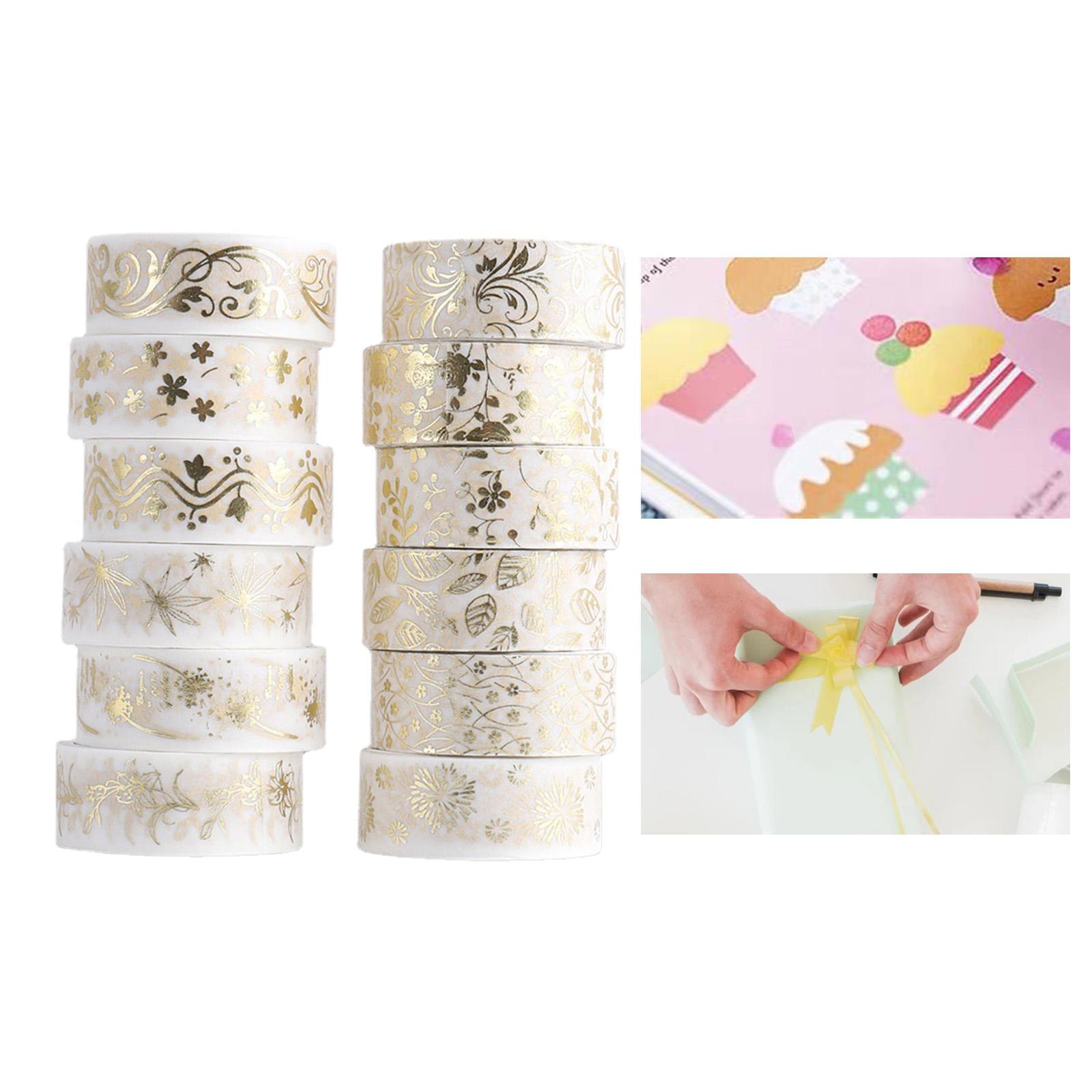2x 12 Rolls Bronzing Washi Tape Set Retro Flowers And Plants Decorative Masking Tape Scrapbook Tape for DIY Craft Art Gift Wrapping