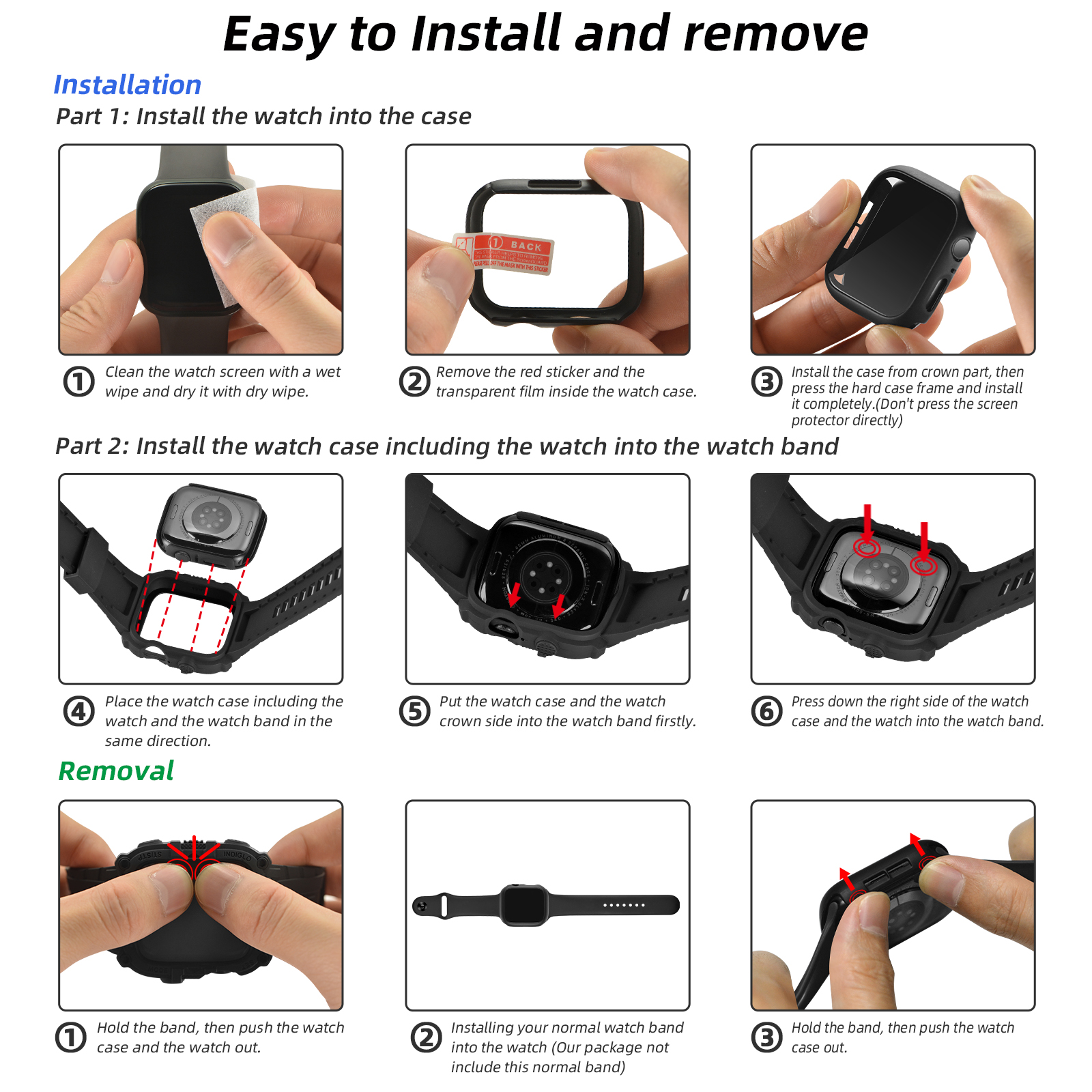 Ốp Case Kính Cường Lực tích hợp dây đeo TANK 360 cho Apple Watch Series 4/5/6/SE/7/8/9/SE1,2 Size 44mm/45mm - Hàng Chính Hãng