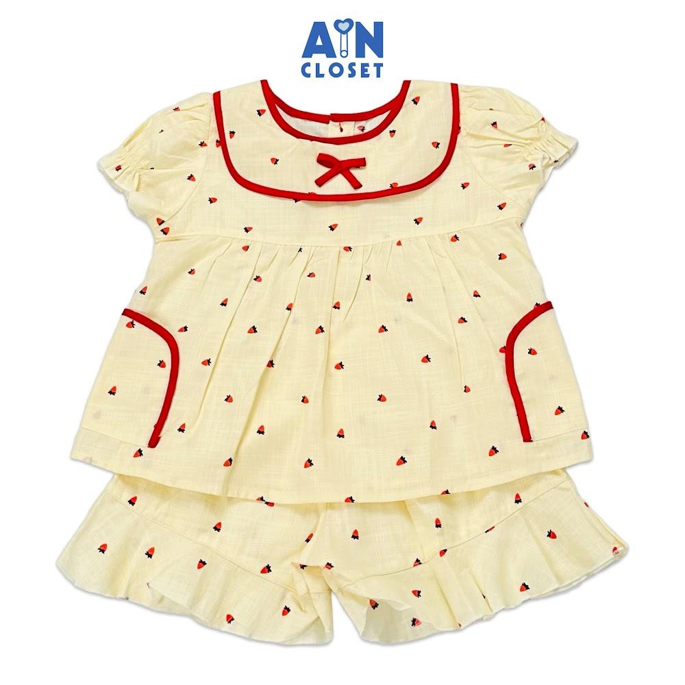 Bộ quần áo ngắn bé gái họa tiết Dâu Nhí Đỏ cotton boi - AICDBG9LO85C - AIN Closet