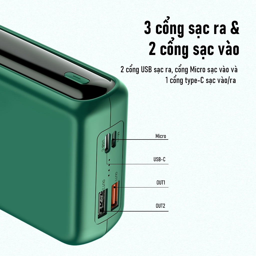 Pin Sạc Dự Phòng ROBOT RT31 30.000mAh Sạc Nhanh PD/QC 3.0 Công Suất 18W - 2 Input, 3 Output - Hàng Chính Hãng