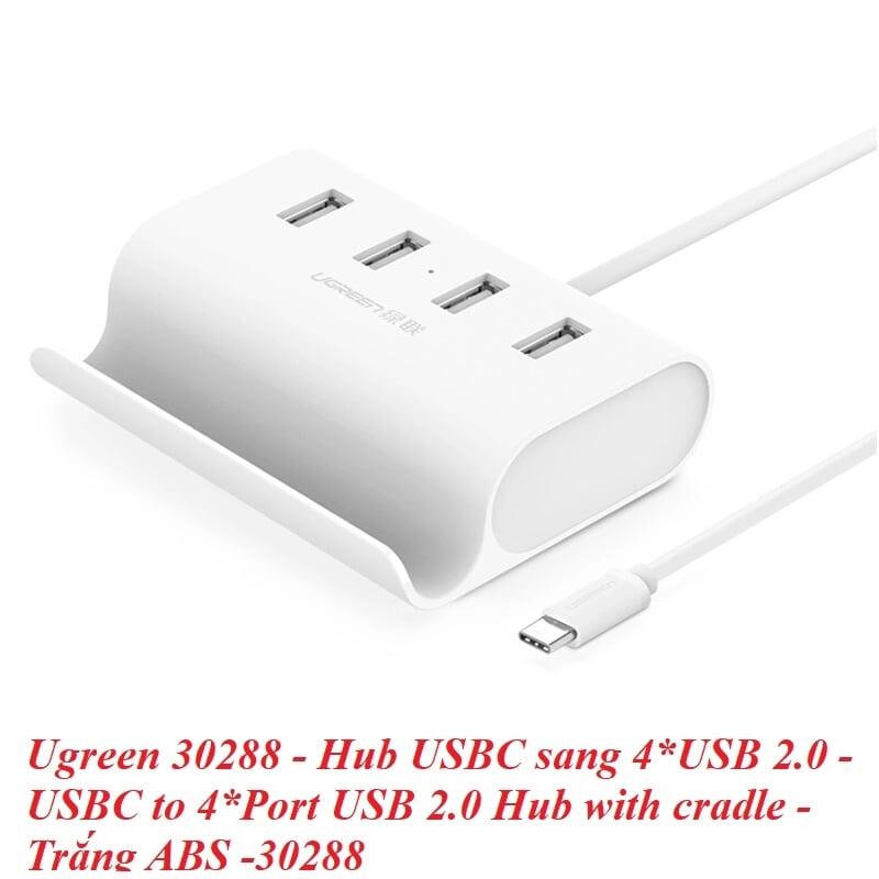 Ugreen UG3028830288TK Màu Trắng Bộ chuyển đổi TYPE C sang 4 USB 3.0 hỗ trợ nguồn MICRO USB + vỏ bọc nhựa ABS - HÀNG CHÍNH HÃNG