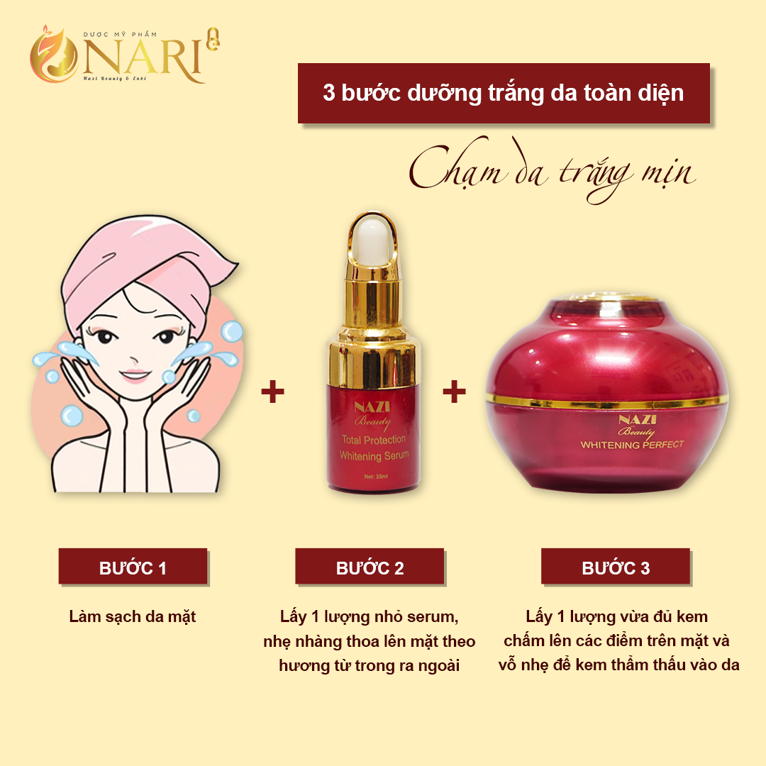 Bộ dưỡng da mặt cao cấp Nari giúp da căng bóng khỏe mạnh từ sâu bên trong gồm Face 50g Serum 30 ml