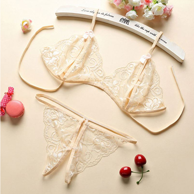 Set Bikini Áo Ngực 2 Dây Không Gọng Và Quần Lót Nữ Lọt Khe Thêu Ren Nhiều Màu Gợi Cảm SB02 Freesize Dưới 60kg