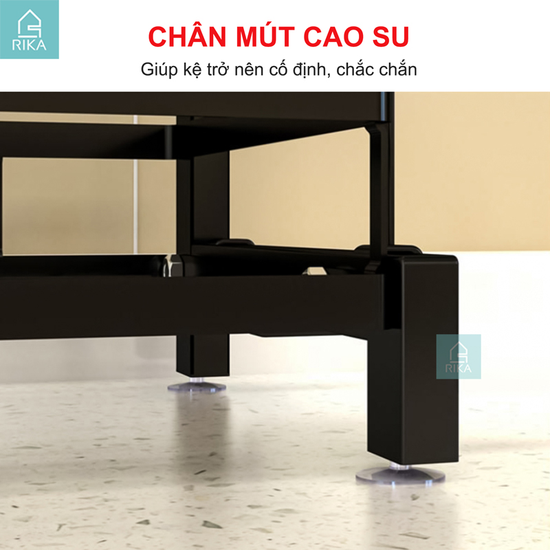 Kệ gia vị đa năng đăng thông minh nhà bếp RIKA KDN-05 thép carbon sơn đen tích điện 2 tầng 3 tầng kèm ống để giao thớt ống đũa