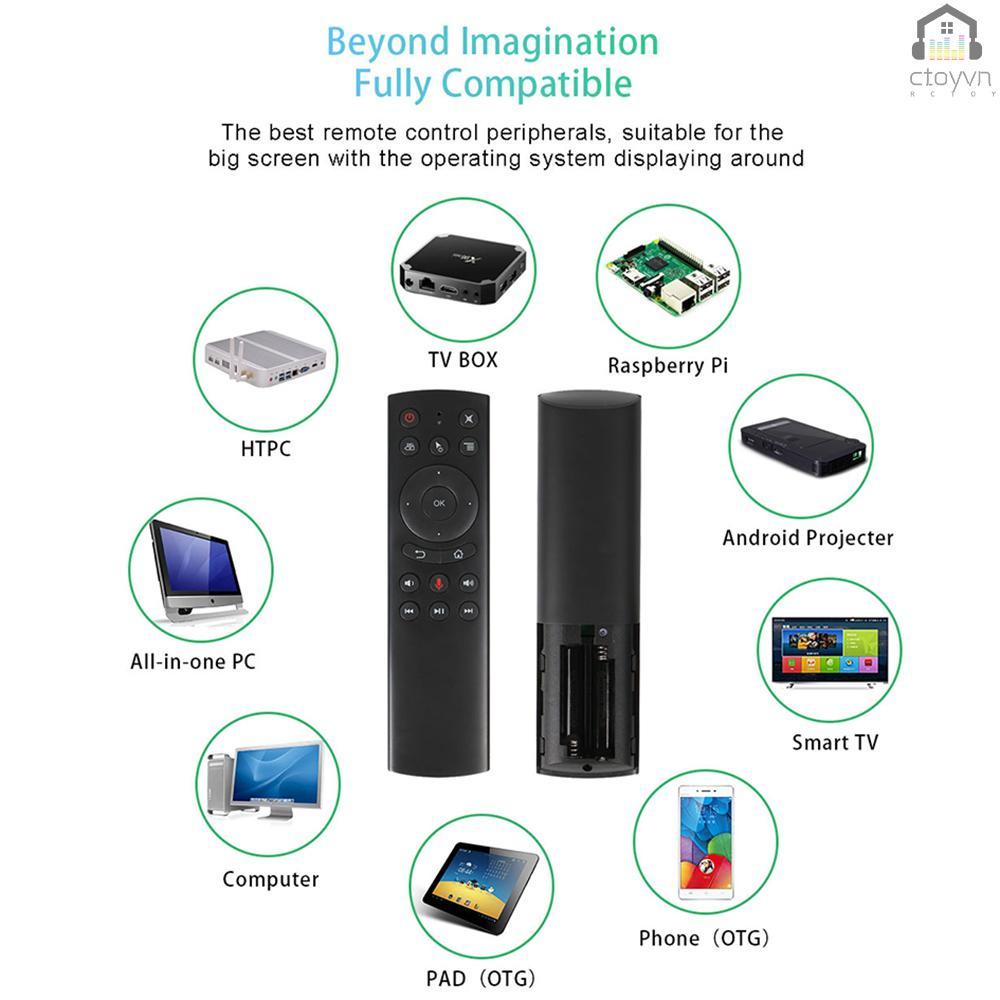 Chuột bay không dây G20 2.4GHz điều khiển bằng giọng nói màu đen cho máy tính STB Android TV Box HTPC