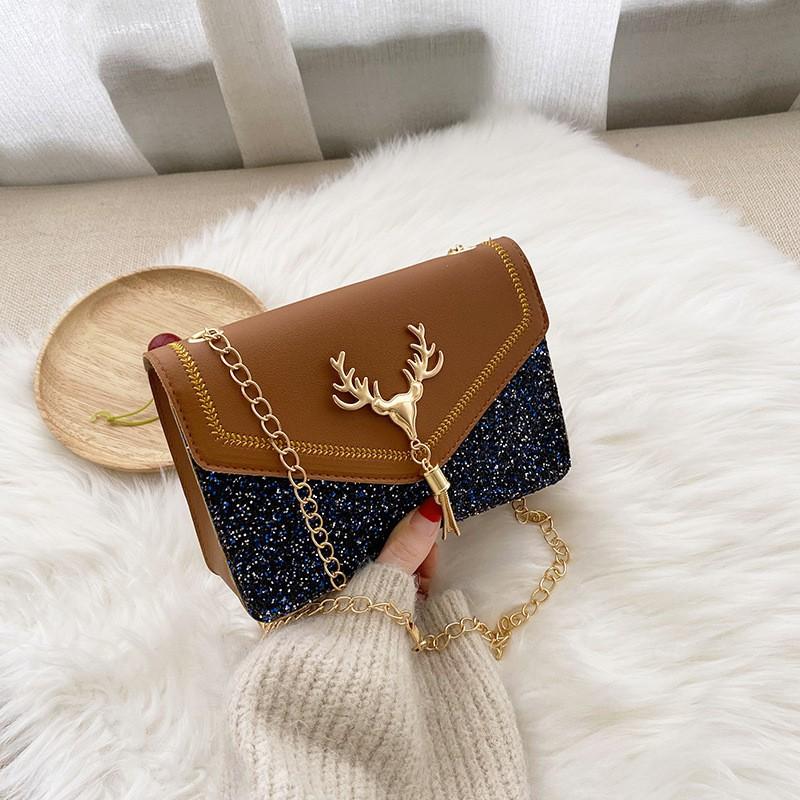 Women's Bag Fashionable Sequins Small Square Bag Shoulder Chain Women's Bag Crossbody Small Bag