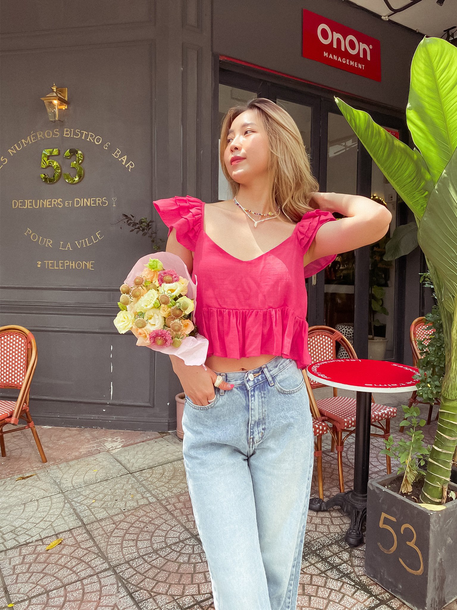 Áo croptop hồng tay bèo Holly Top Gem Clothing SP060639