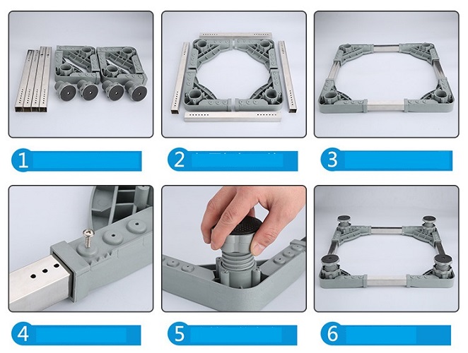 Tấm kê chân máy giặt, tủ lạnh, máy sấy tùy chỉnh theo các kích cỡ khác nhau, 4 chân đế có thể điều chỉnh độ cao thấp