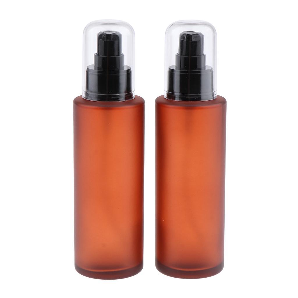 3 Pairs Empty Lotion Pump Spray Bottle Shading Cosmetic Amber Glass Bottles