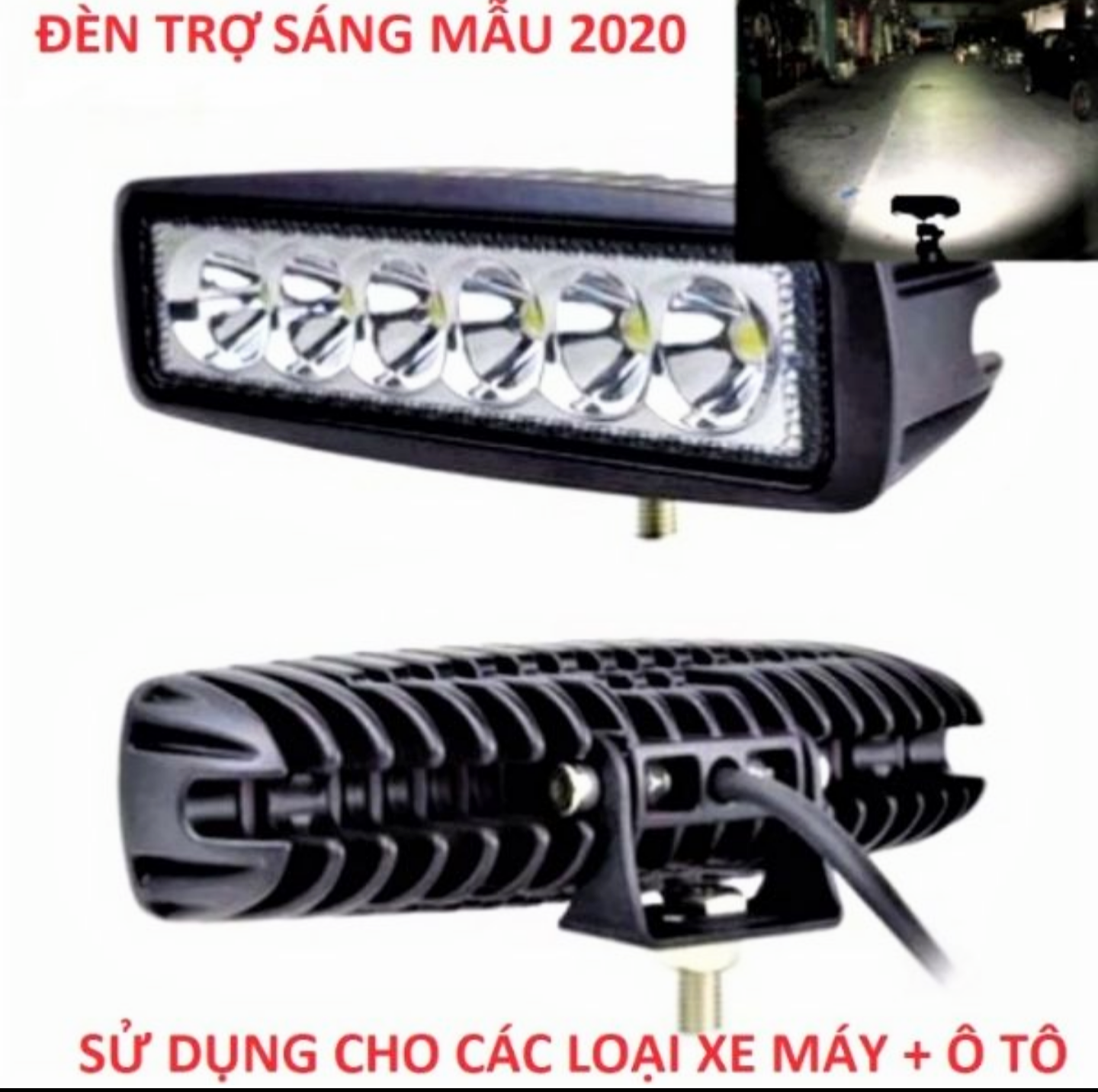 SIÊU SÁNG VỚI 1 ĐÈN TRỢ SÁNG 6 TIM LED CỰC SÁNG XE MÁY ÔTÔ HÀNG CHUẨN