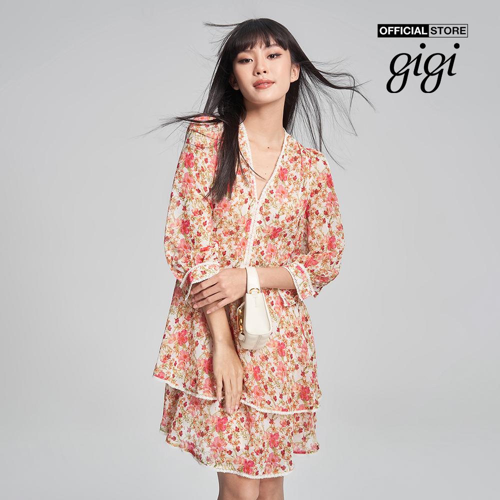 GIGI - Đầm xếp tầng mini tay lỡ in họa tiết hoa xinh xắn G2101D231104