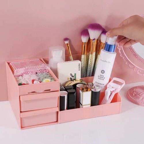 Kệ Nhựa Đựng Mỹ Phẩm lớn đê đồ trang điểm Có 2 Ngăn Kéo Bền Đẹp