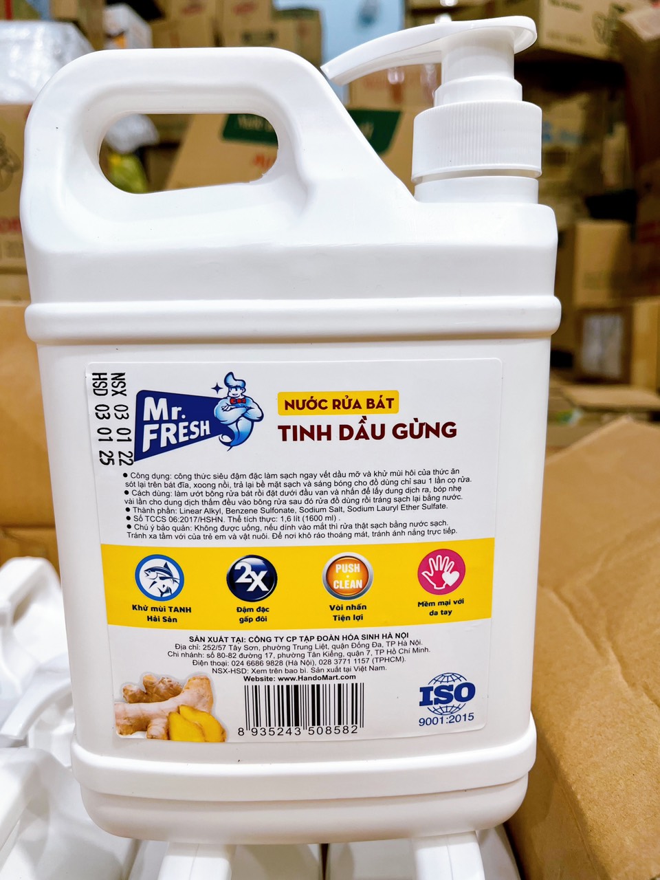 Nước rửa chén bát siêu sạch Mr Fresh 1,6L Tinh Dầu Gừng