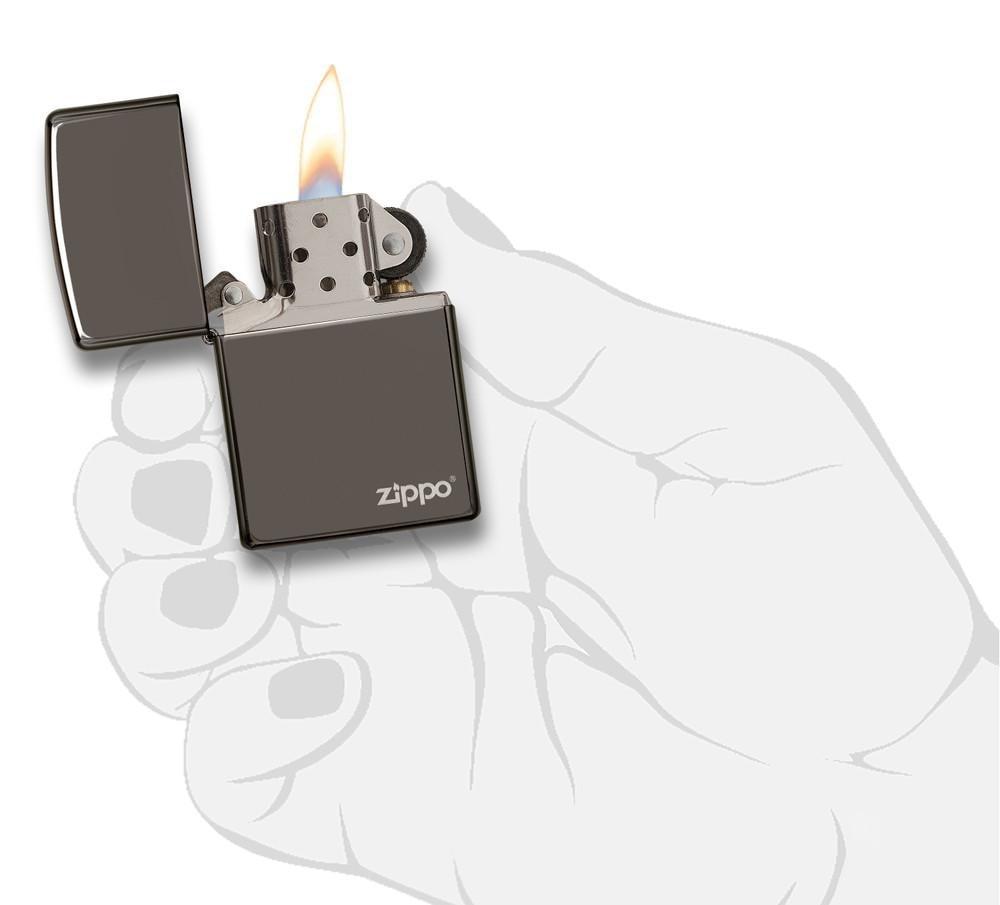 Bật Lửa Zippo Black Ice (Dark Chrome) With Zippo Logo 150ZL