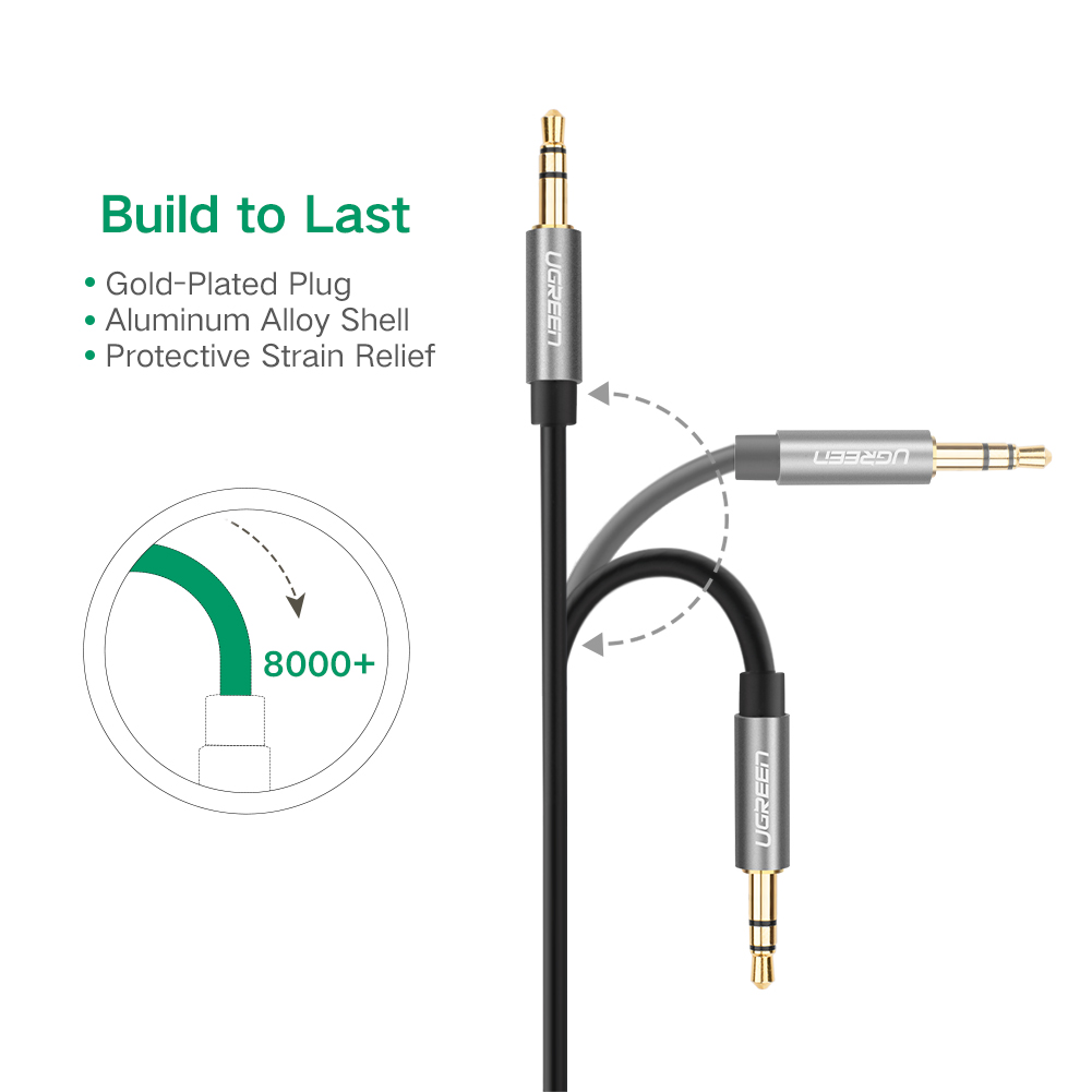 Dây Audio 3.5mm tròn mạ vàng 24K, TPE cao cấp UGREEN AV119 - Hàng chính hãng